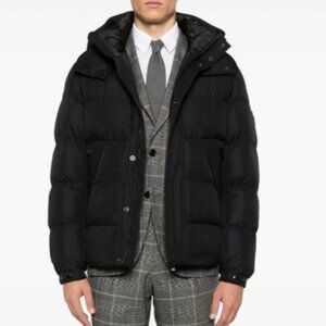 Boss by Hugo Men's Water-Repellent Jacquard Black Puffer Jacket
